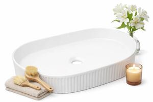 Biała owalna ceramiczna umywalka F8-C77