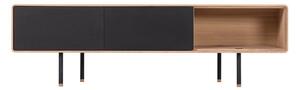 Czarno-naturalna szafka pod TV z litego drewna dębowego 160x48 cm Fina – Gazzda