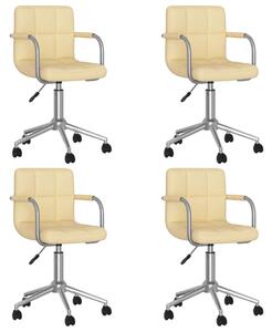 Obrotowe krzesła stołowe, 4 szt., kremowe, obite sztuczną skórą