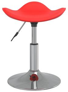 Krzesło stołowe, czerwone, chromowana stal i sztuczna skóra