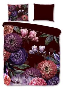 Bordowa pościel jednoosobowa z bawełny organicznej Descanso Gerbera, 140x220 cm