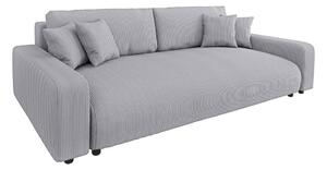 Jasnoszara sztruksowa rozkładana sofa ze schowkiem 234 cm Sara – Ropez