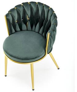 Krzesło glamour plecione oparcie K517 - ciemnozielony