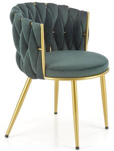 Krzesło glamour plecione oparcie K517 - ciemnozielony