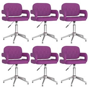 Obrotowe krzesła stołowe, 6 szt., fioletowe, sztuczna skóra