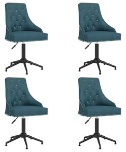 Obrotowe krzesła stołowe, 4 szt., niebieskie, aksamitne