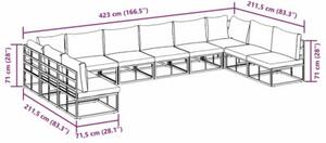 Zestaw Mebli Ogrodowych Komplet Wypoczynkowy Z Poduszkami 10-Częściowy Czarny Aluminium Na Taras Balkon Ogród