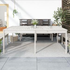 Stół ogrodowy, biały, 203,5x100x76 cm, lite drewno sosnowe