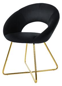 Krzeso do jadalni ML-Design z okrgym oparciem, czarne, aksamitna metalowa rama