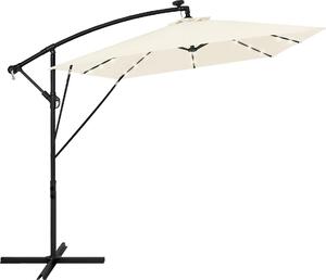 ML-Design Parasol ogrodowy Ø330cm z owietleniem LED Solar Beowy parasol aluminiowy z pokrowcem i stojakiem Ochrona przeciwsoneczna i wodoodporna Obrotowy i odchylany