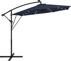 ML-Design Parasol ogrodowy Ø300cm z owietleniem LED Solar Navy Blue Aluminiowy parasol z pokrowcem i podstaw Parasol przeciwsoneczny i wodoodporny, obrotowy i odchylany