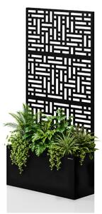 Pergola ogrodowa metalowa z donicą czarna 3in1, 900 × 1800 × 300 mm: ROSE