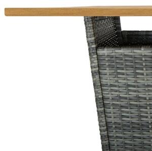 Stolik barowy, szary, 80x80x110 cm, rattan pe i lita akacja