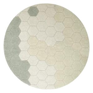 Jasnozielony bawełniany okrągły dywan tkany ręcznie odpowiedni do prania ø 140 cm Honeycomb Blue Sage – Lorena Canals