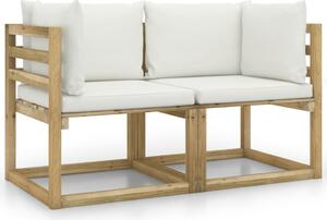 Ogrodowe siedziska narożne z poduszkami, 2 szt., drewniane
