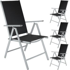 Tectake 401632 4 x krzesło ogrodowe składane - czarny/srebrny