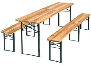 Tectake 402189 zestaw ogrodowy - stół i dwie ławki składane - brązowy