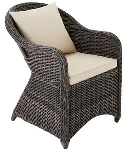 Tectake 403681 fotel ogrodowy z polirattanu i aluminium + poduszki - szary