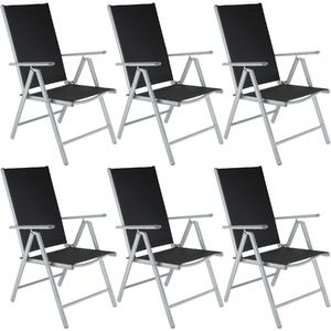 Tectake 404364 6 x krzesło ogrodowe składane - czarny/srebrny