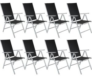 Tectake 404365 8 x krzesło ogrodowe składane - czarny/srebrny
