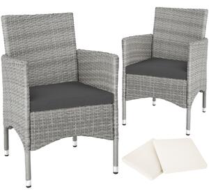 Tectake 404553 zestaw 2 krzeseł ogrodowych z polirattanu - jasnoszary/kremowy