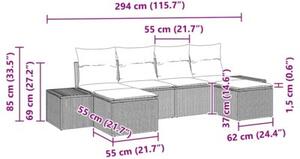 Zestaw Mebli Ogrodowych Komplet Wypoczynkowy Z Poduszkami 6-Częściowy Czarny Rattan Na Taras Balkon Ogród