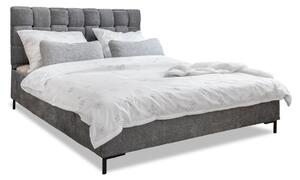 Szare tapicerowane łóżko dwuosobowe ze stelażem 140x200 cm Eve – Miuform