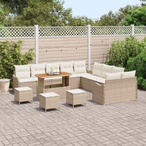 Zestaw Mebli Ogrodowych Komplet Wypoczynkowy 14-Częściowy Beżowy Rattan Na Taras Balkon Ogród