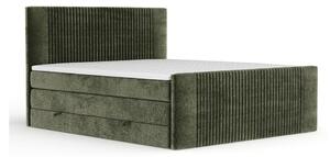 Ciemnozielone łóżko kontynentalne ze schowkiem 200x200 cm Bergamo – Maison de Rêve