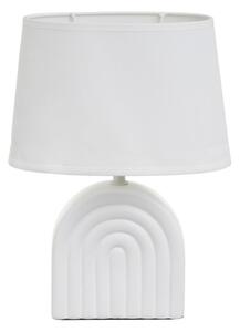 Biała lampa stołowa ceramiczna z tekstylnym kloszem (wysokość 31 cm) – Casa Selección
