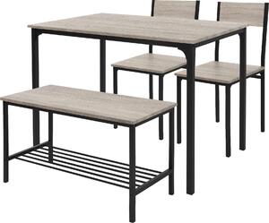 ML-Design zestaw jadalniany dla 4 osób, db Sonoma, stó z 2 krzesami 1 awka