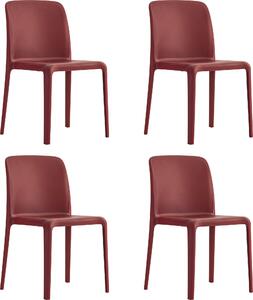 Funkcjonalny zestaw 4 czerwonych krzeseł, włoski projekt