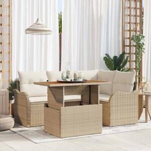 Zestaw sof ogrodowych z polirattanu z funkcją przechowywania - beżowy
