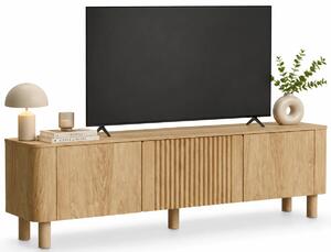 Ryflowana szafka RTV na nóżkach 150 cm dąb hikora B4-K76