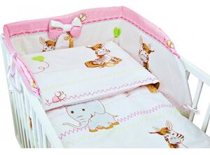 Bawełniana Pościel Do łóżeczka Dziecięcego - Zebra Balonik Różowy - 120x90