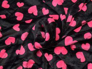 Pościel z mikropluszu PINK HEARTS czarna Rozmiar pościeli: 70 x 90 cm | 140 x 200 cm