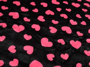 Pościel z mikropluszu PINK HEARTS czarna Rozmiar pościeli: 70 x 90 cm | 140 x 200 cm