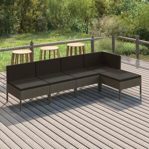 Zestaw Mebli Ogrodowych Komplet Wypoczynkowy Z Poduszkami 5-Częściowy Szary Rattan Na Taras Balkon Ogród