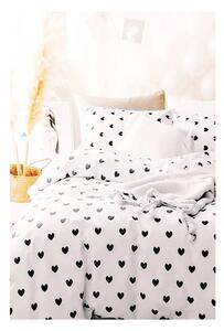 Biała pościel jednoosobowa z bawełny renforcé z prześcieradłem 160x220 cm Mini Hearts – Mila Home