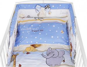 Bawełniana Pościel Dziecięca Do łóżeczka – Safari Niebieskie - 135x100
