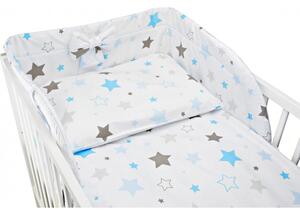 Bawełniana Pościel Do łóżeczka Dziecięcego - Niebiesko-szare Gwiazdki - 135x100