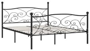 Rama łóżka ze stelażem z listw, czarna, metalowa, 180 x 200 cm