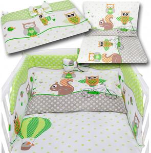 Sowy Na Rowerach Zielone - Bawełniana Pościel Dziecięca Do łóżeczka - 120x90