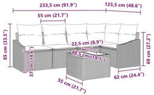 Zestaw Mebli Ogrodowych Komplet Wypoczynkowy Z Poduszkami 6-Częściowy Czarny Rattan Na Taras Balkon Ogród