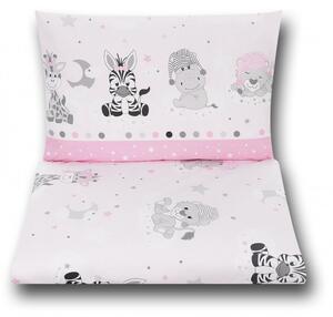 Pościel Do łóżeczka Niemowlęca Dziecięca Poszewki 120x90 - Zebra żyrafa Róż