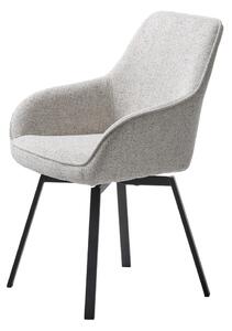 Jasnoszary tapicerowany fotel jadalniany z podłokietnikami Alma – Unique Furniture