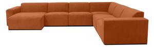 Pomarańczowa sztruksowa sofa modułowa w kształcie litery "U" Scandic Sting, lewostronna
