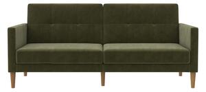 Zielona aksamitna rozkładana sofa 207 cm Lilly – Støraa