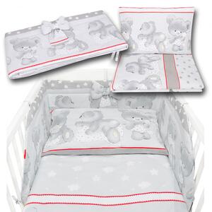 Pościel Do łóżeczka Z Ochraniaczem + Poszewki Niemowlęca Dziecięca 135x100 - Miś Z Poduszką Szary