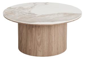 Beżowy/w naturalnym kolorze okrągły stolik z blatem w dekorze marmuru ø 80 cm Athens – House Nordic